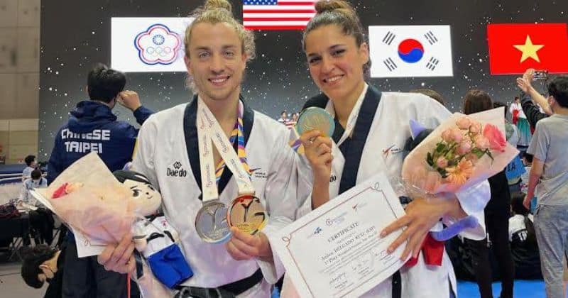 Los mostoleños Ainhoa Delgado y Ramón López brillan en el Mundial de taekwondo