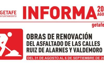 Obras de renovación del asfaltado en tramos de las calles Ruiz de Alarnes y Valdemoro