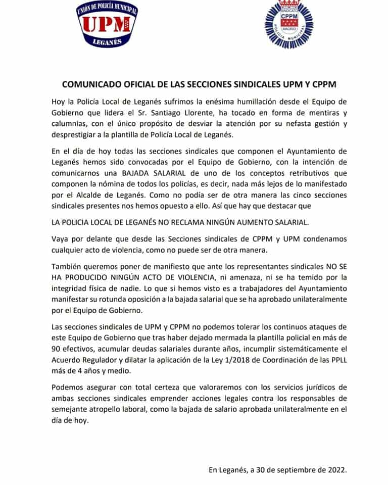 El Ayuntamiento de Leganés denuncia a la Policía Local-1